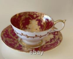 Aynsley Vintage ROYALTY Deco 7687 Ruby Red Teacup And Saucer