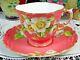 Aynsley White Dogwood Pink Embossed Floral Tea Cup And Saucer