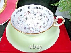 Aynsley tea Cup & Saucer Fortune Telling Cup of Knowledge Pale Green low Doris