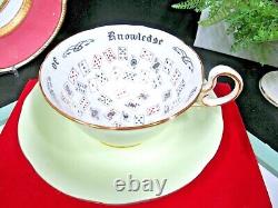 Aynsley tea Cup & Saucer Fortune Telling Cup of Knowledge Pale Green low Doris