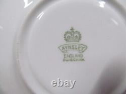 Aynsley tea cup and saucer painted pink rose signed Bailey teacup in blue 1920s