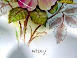 Aynsley tea cup and saucer painted pink rose signed Bailey teacup in blue 1920s