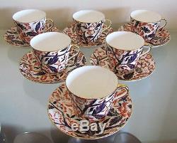 BLOOR DERBY BAMBOO PATTERN (Imari Pallet) 6 huge TEA CUPS & SAUCERS=c1830=RARE