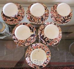 BLOOR DERBY BAMBOO PATTERN (Imari Pallet) 6 huge TEA CUPS & SAUCERS=c1830=RARE