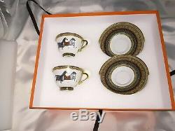 BNIB Hermes Porcelain Cheval d'Orient Tea Cup and Saucer 2 Set Authentic
