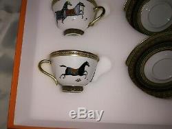 BNIB Hermes Porcelain Cheval d'Orient Tea Cup and Saucer 2 Set Authentic