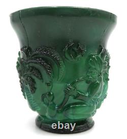 Beautiful Antique Art Deco HENRIK HOFFMAN Czech Malachite Glass Tea Cup