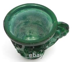 Beautiful Antique Art Deco HENRIK HOFFMAN Czech Malachite Glass Tea Cup