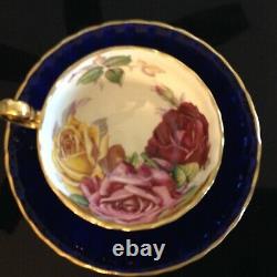 Beautiful Antique/Estate Aynsley Three Cabbage Rose China Tea Cup & Saucer Set