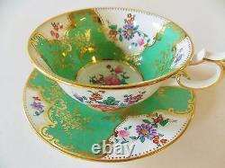 Beautiful Antique George Jones And Sons Green Floral Porcelain Cup &saucer Nice