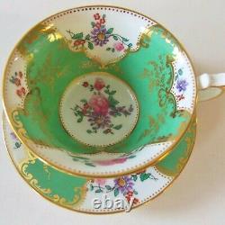 Beautiful Antique George Jones And Sons Green Floral Porcelain Cup &saucer Nice