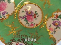 Beautiful Antique George Jones And Sons Green Floral Porcelain Cup &saucer Nice