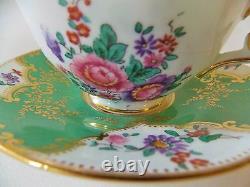 Beautiful Antique George Jones And Sons Green Floral Porcelain Cup &saucer Nice