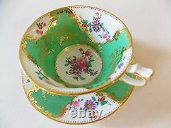 Beautiful Antique George Jones And Sons Green Floral Porcelain Cup &saucer Nice