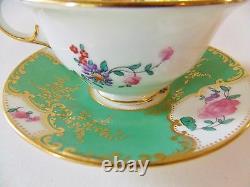 Beautiful Antique George Jones And Sons Green Floral Porcelain Cup &saucer Nice