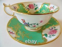 Beautiful Antique George Jones And Sons Green Floral Porcelain Cup &saucer Nice