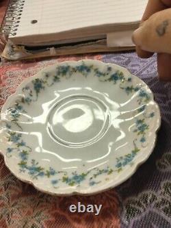 Beautiful Blue/Green/Gold Floral Teacup and Saucer Carlsbad Austria