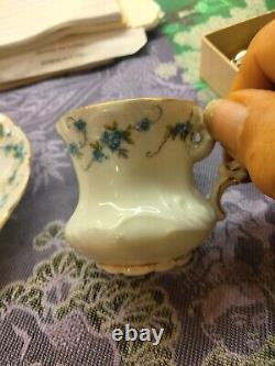 Beautiful Blue/Green/Gold Floral Teacup and Saucer Carlsbad Austria