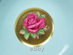 Beautiful Paragon Floating Roses Heavy Gold Gilt Teal Tea Cup & Saucer Teacup