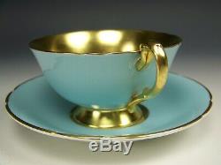 Beautiful Paragon Floating Roses Heavy Gold Gilt Teal Tea Cup & Saucer Teacup