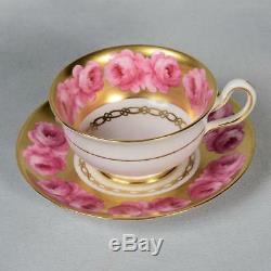 Beautiful Royal Chelsea Teacup & Saucer White/ Pink Roses Lots Of Gold