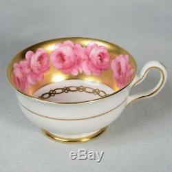 Beautiful Royal Chelsea Teacup & Saucer White/ Pink Roses Lots Of Gold