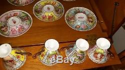 Beautiful Vintage Austrian Hand-painted Tea Cups & Saucers Set 4 Austria Unique