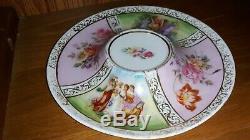 Beautiful Vintage Austrian Hand-painted Tea Cups & Saucers Set 4 Austria Unique