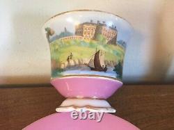 Big 19th c. Antique Paris Porcelain Tea Cup & Saucer English Country House Pink