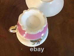Big 19th c. Antique Paris Porcelain Tea Cup & Saucer English Country House Pink