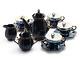 Black Gold Teapot Sugar Creamer 4 Skull Black Gold Luster Tea Cup And Saucer Set