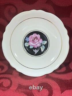Black Paragon Floating Pink Cabbage Rose A638 Peach Cup Saucer Double Warrant HP