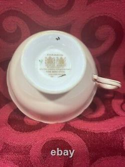 Black Paragon Floating Pink Cabbage Rose A638 Peach Cup Saucer Double Warrant HP