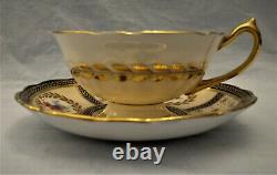 Black and Gold Chain Leaf Design with Florals Paragon Tea Cup and Saucer Set