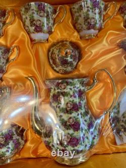 Brand New Vintage Yusui 24KT Gold Plated Tea cups & Saucers Set Of 6 With Creamer