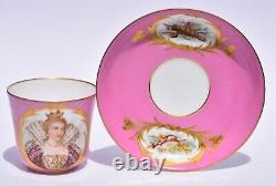 C1754 Vincennes Sevres Tea Cup & Saucer Portrait of Marie Theresa of Spain