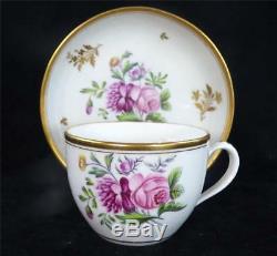 C1800 Antique Newhall Porcelain Bute Tea Cup & Saucer Flowers