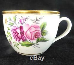 C1800 Antique Newhall Porcelain Bute Tea Cup & Saucer Flowers