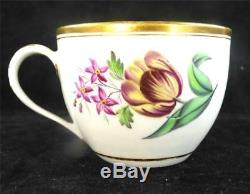 C1800 Antique Newhall Porcelain Bute Tea Cup & Saucer Flowers
