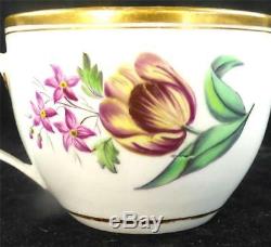 C1800 Antique Newhall Porcelain Bute Tea Cup & Saucer Flowers