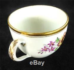 C1800 Antique Newhall Porcelain Bute Tea Cup & Saucer Flowers