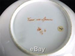 C1820 Pair Derby Porcelain Tea Cups & Saucers Scotland Spain Derbyshire