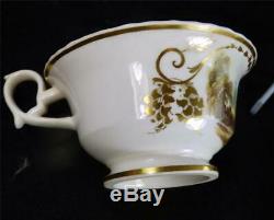 C1820 Pair Derby Porcelain Tea Cups & Saucers Scotland Spain Derbyshire