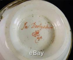 C1820 Pair Derby Porcelain Tea Cups & Saucers Scotland Spain Derbyshire