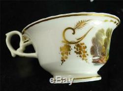 C1820 Pair Derby Porcelain Tea Cups & Saucers Scotland Spain Derbyshire