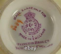 C1925 Royal Worcester Floral Twin Handled Cup & Saucer Painted Ernest Phillips