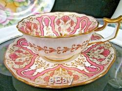 CAULDON tea cup and saucer lPINK & gold gilt teacup 1920s England TIFFANY