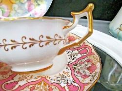 CAULDON tea cup and saucer lPINK & gold gilt teacup 1920s England TIFFANY