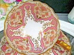 CAULDON tea cup and saucer lPINK & gold gilt teacup 1920s England TIFFANY