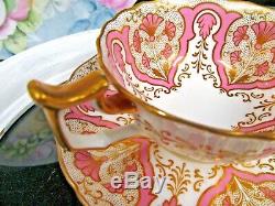 CAULDON tea cup and saucer lPINK & gold gilt teacup 1920s England TIFFANY